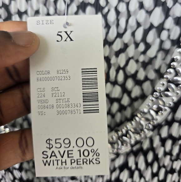 Catherines Tunic Blouse Womens 5X Plus Front Cutout Ombre Embellished New - Picture 6 of 16